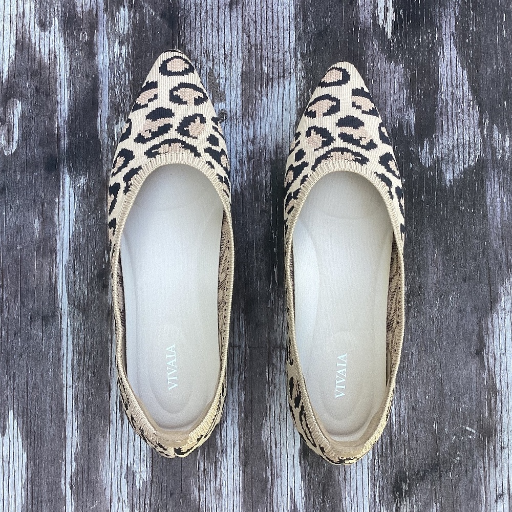Vivaia flats LIKE NEW pointed toe Ballet Aria SHOES dark leopard - Picture 2 of 5